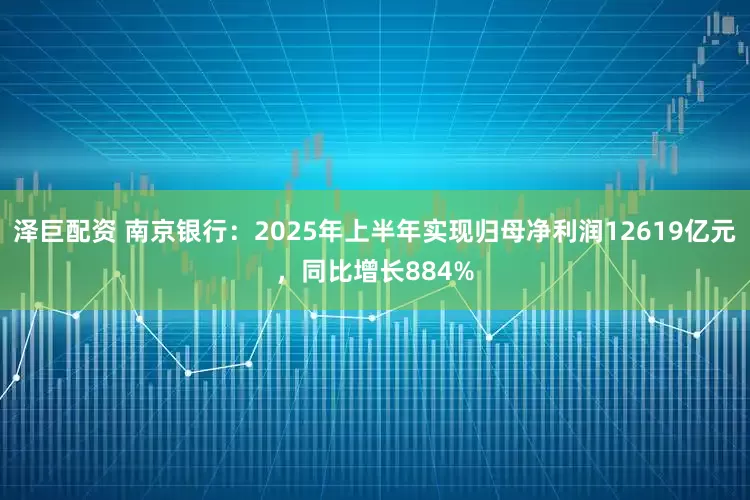 泽巨配资 南京银行：2025年上半年实现归母净利润12619亿元，同比增长884%